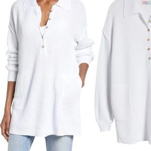 Free People Free-est picnic linen & cotton sweater in bright white